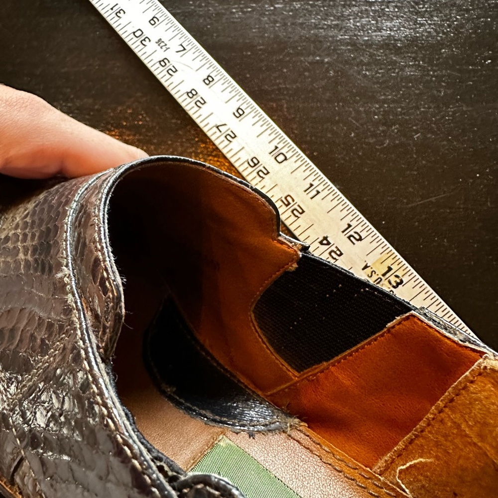 Vintage Giorgio Brutini 8 1/2 Green Genuine Snakeskin Shoes - Picture 9 of 15